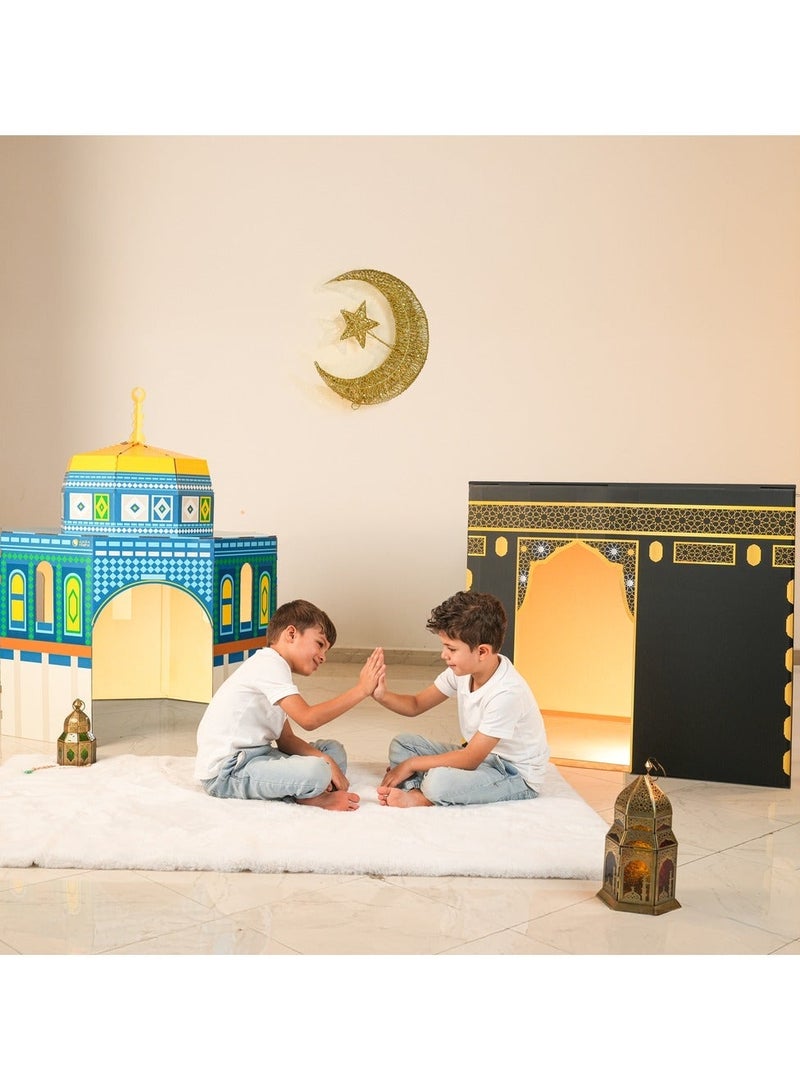 HilalFul Kaaba Cardboard Playhouse Indoor Islamic Playhouse Kids | Educational Toy Gift Boys Girls Easy Assemble | Kaaba Toy House Cardboard Kaaba Kids Nursery Decoration Islamic Birthday Gift - Image 3